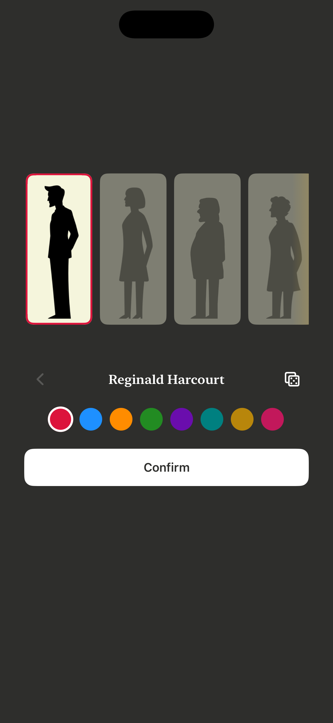 PM customise screen showing different assets and party colour options