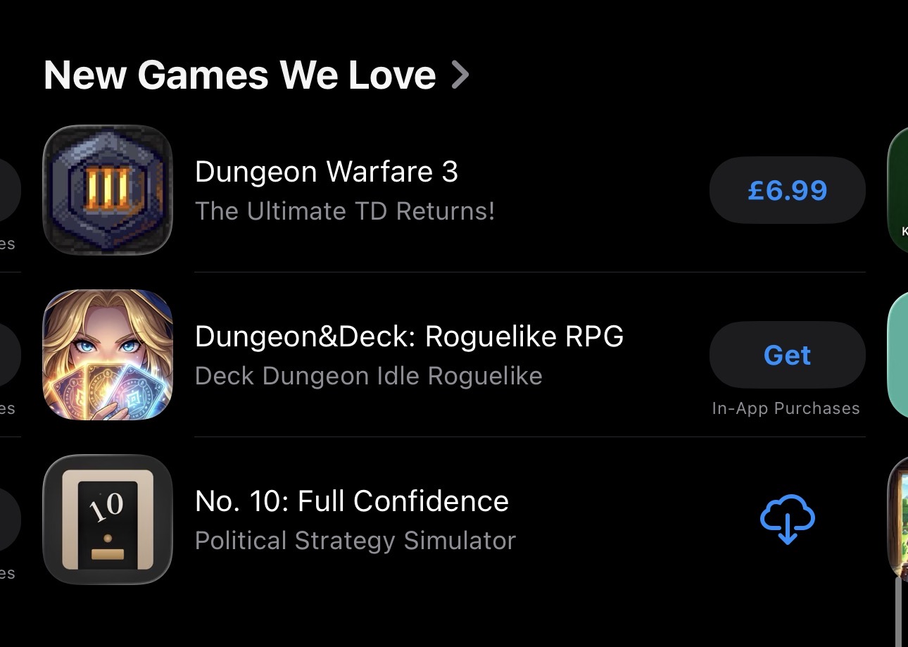 No. 10: Full Confidence featured by Apple on the UK App Store